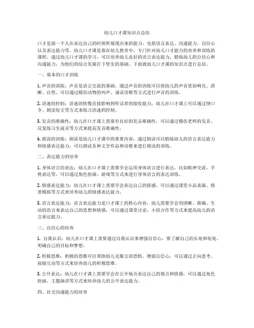 幼儿口才课知识点总结