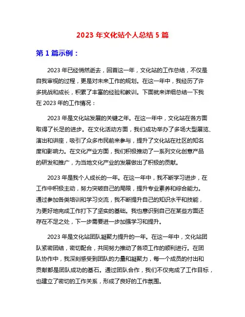 2023年文化站个人总结5篇