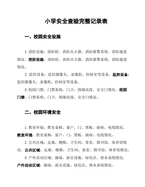 小学安全查验完整记录表
