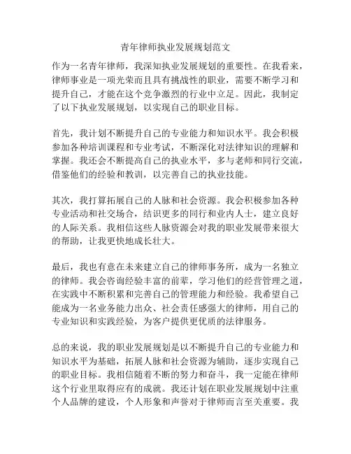 青年律师执业发展规划范文