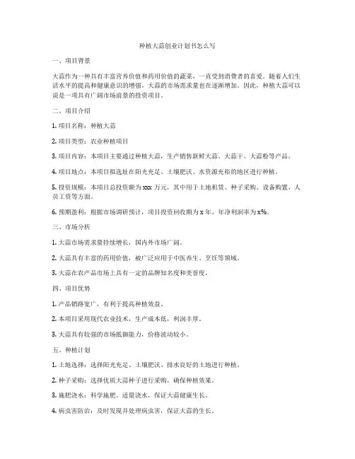 种植大蒜创业计划书怎么写
