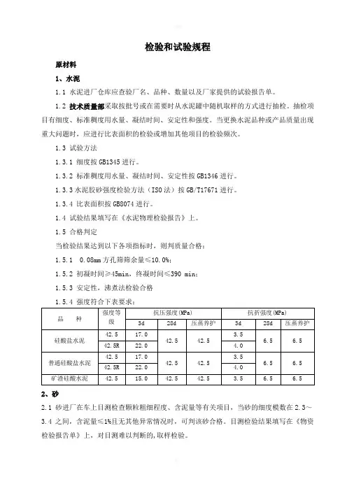 检验和试验操作规程