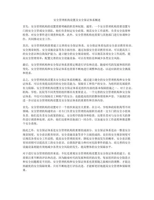 安全管理机构设置及安全保证体系概述