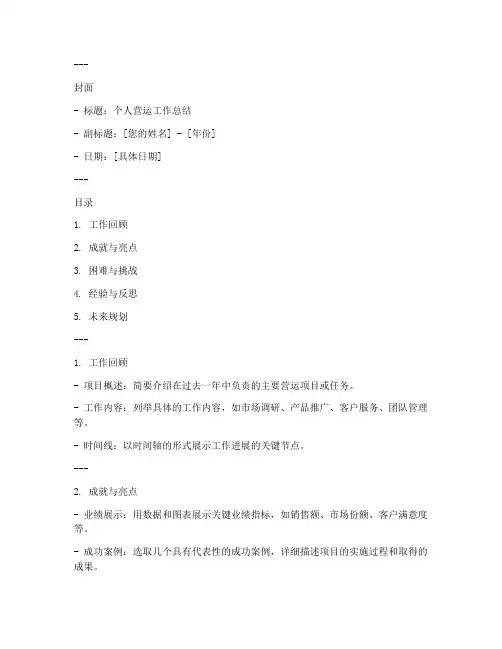 个人营运工作总结ppt范文