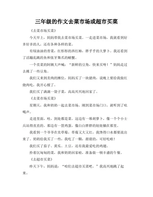 三年级的作文去菜市场或超市买菜