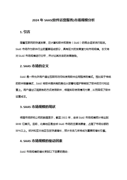 2024年SAAS(软件运营服务)市场规模分析