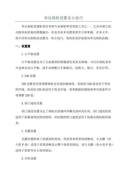单反相机设置及小技巧