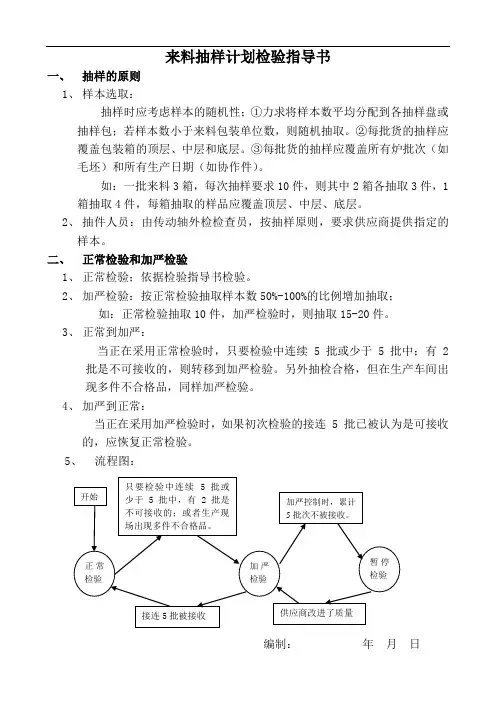 来料抽样计划检验指导书