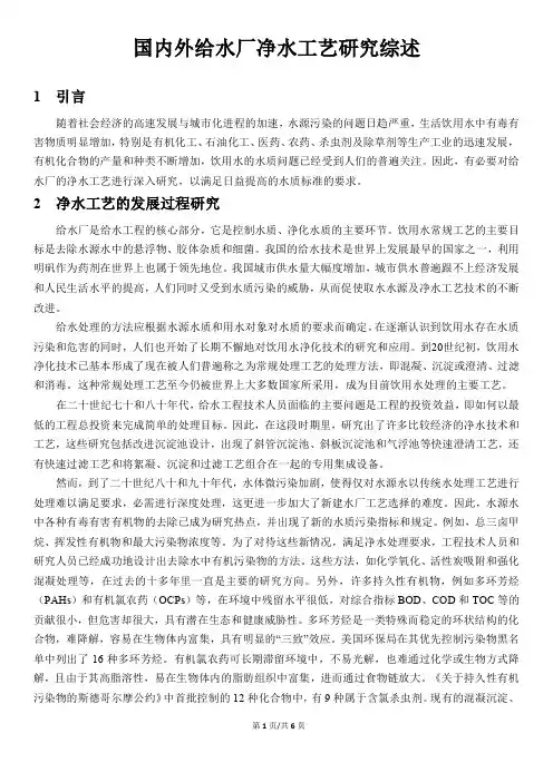 国内外给水厂净水工艺研究综述