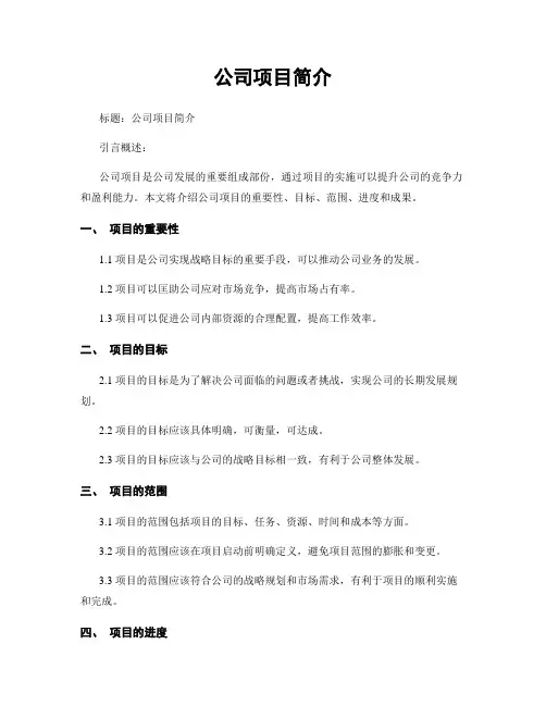 公司项目简介