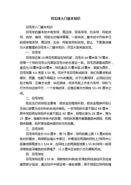 羽毛球入门基本知识