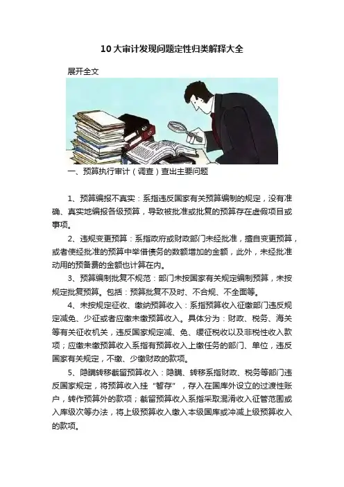 10大审计发现问题定性归类解释大全