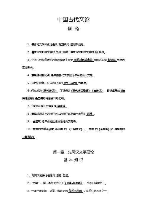 【我国古代文学批评史】复习资料