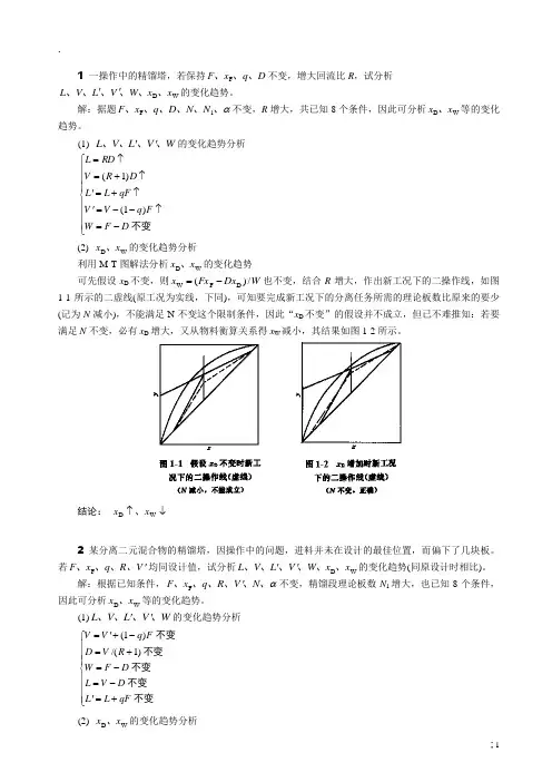 化工原理 精馏操作型问题题解