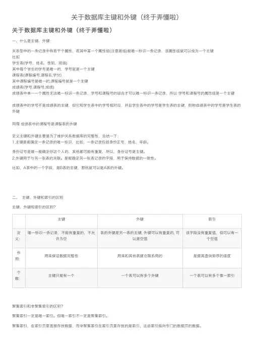 关于数据库主键和外键（终于弄懂啦）