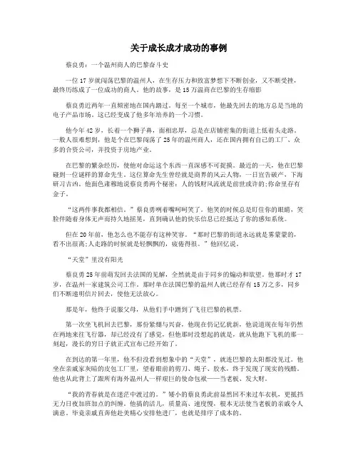 关于成长成才成功的事例