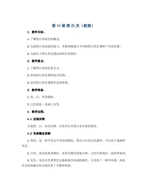 第10课 黑 白 灰(教案)苏少版美术四年级上册