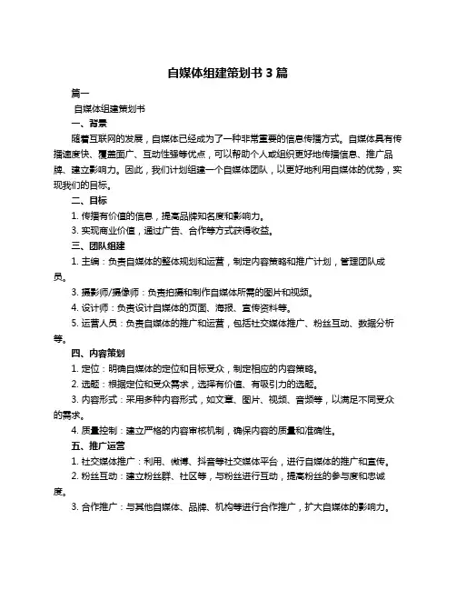 自媒体组建策划书3篇