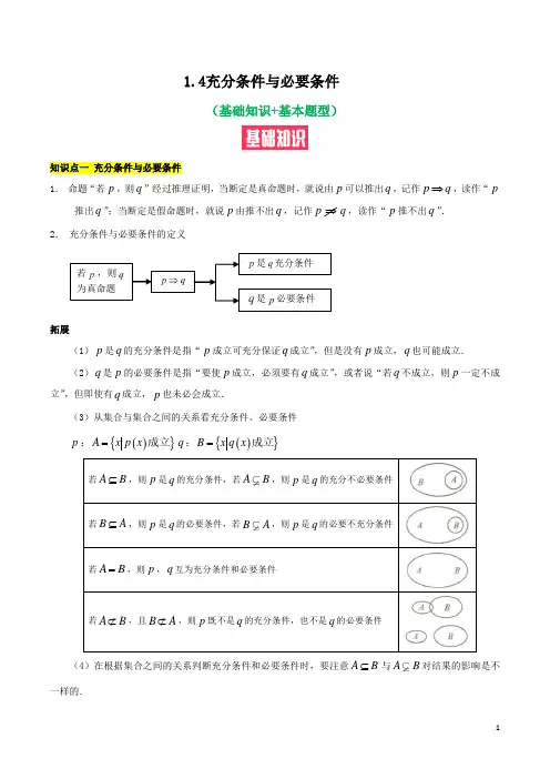 充分条件与必要条件(基础知识+基本题型)(含解析)