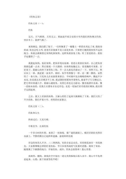 钓鱼文章16篇_情感文章完美版