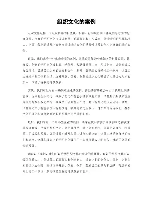 组织文化的案例