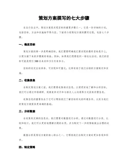 策划方案撰写的七大步骤