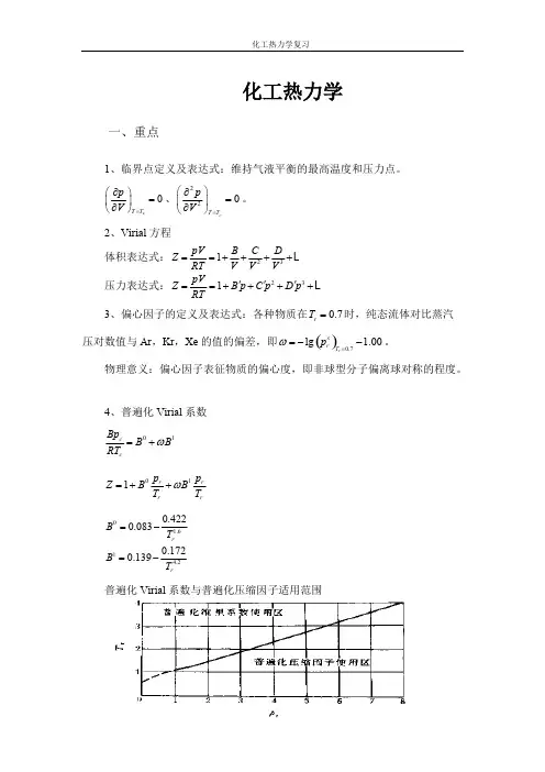 化工热力学考试重点-终极版整理