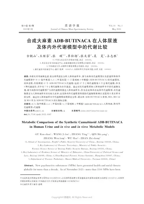 211242153_合成大麻素ADB-BUTINACA在人体尿液及体内外代谢模型中的代谢比较
