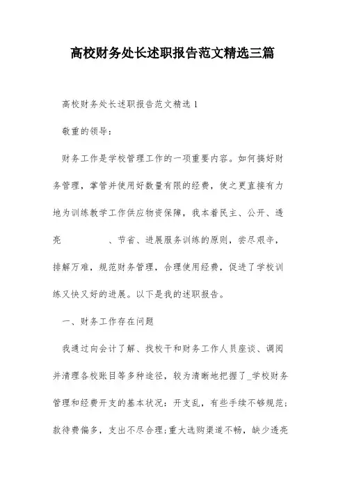 高校财务处长述职报告范文精选三篇