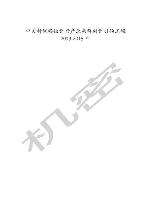中关村战略性新兴产业集群创新引领工程