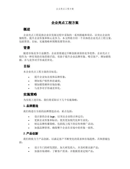 企业亮点工程方案