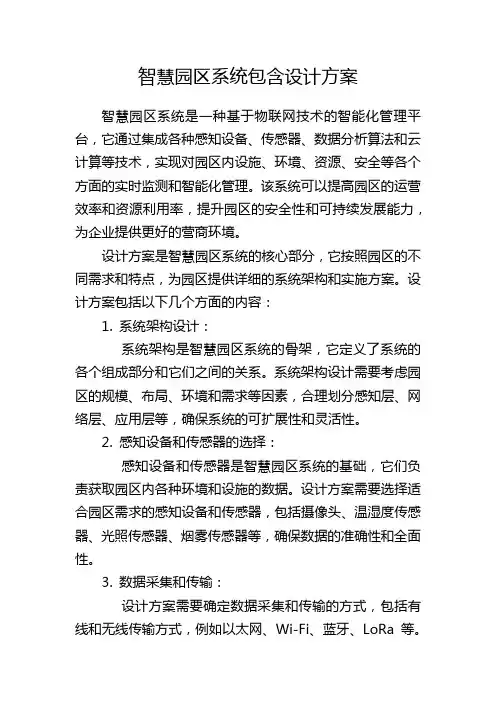 智慧园区系统包含设计方案