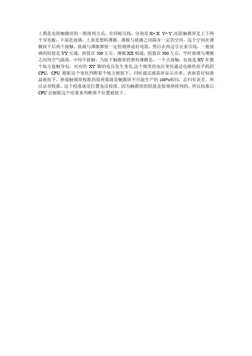 上图是电阻触摸屏的一般排列方式
