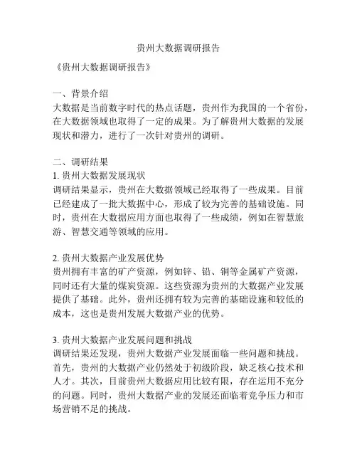 贵州大数据调研报告