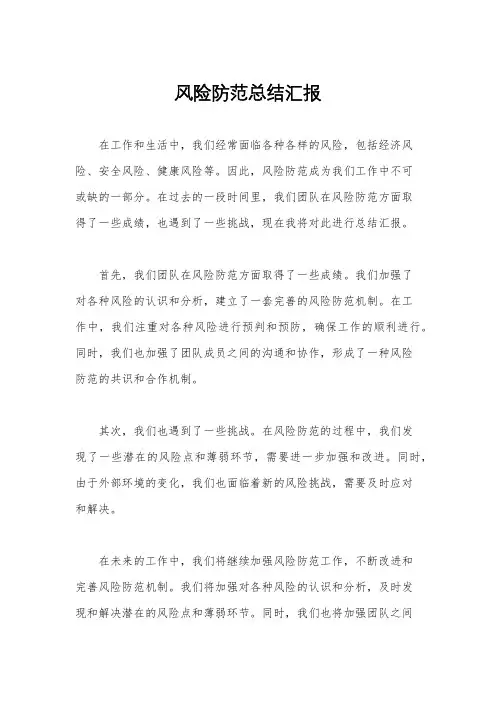 风险防范总结汇报