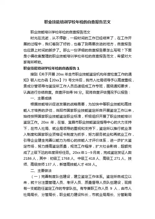职业技能培训学校年检的自查报告范文