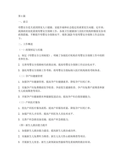 母婴安全保障年度总结(3篇)