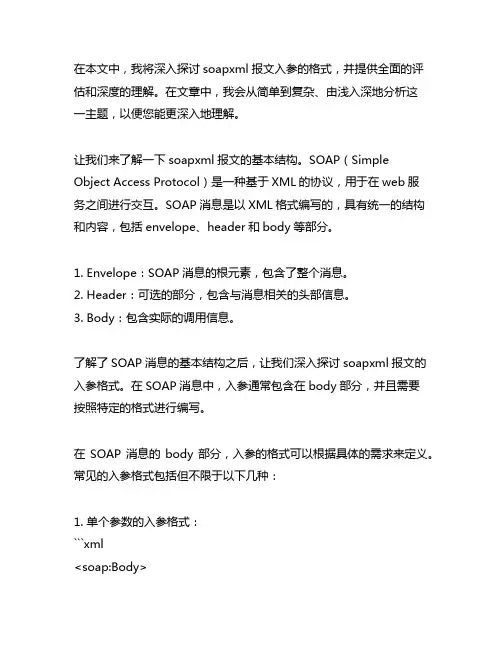 soapxml报文入参 格式