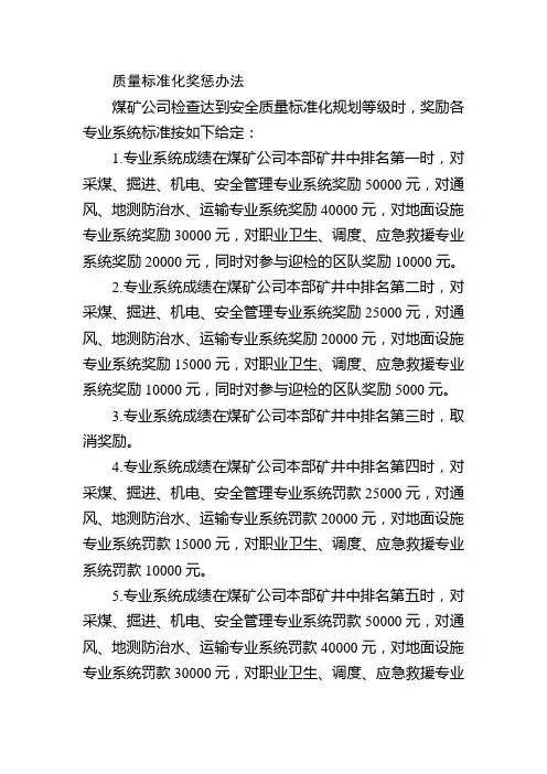 质量标准化奖惩办法