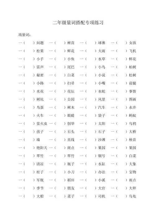人教版二年级量词搭配专项练习