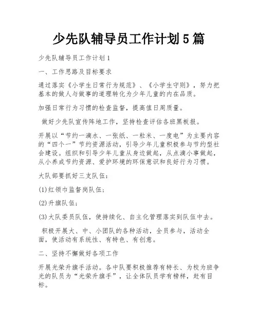 少先队辅导员工作计划5篇