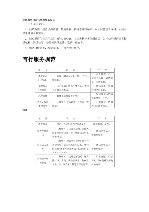 导医服务台言行优质服务规范