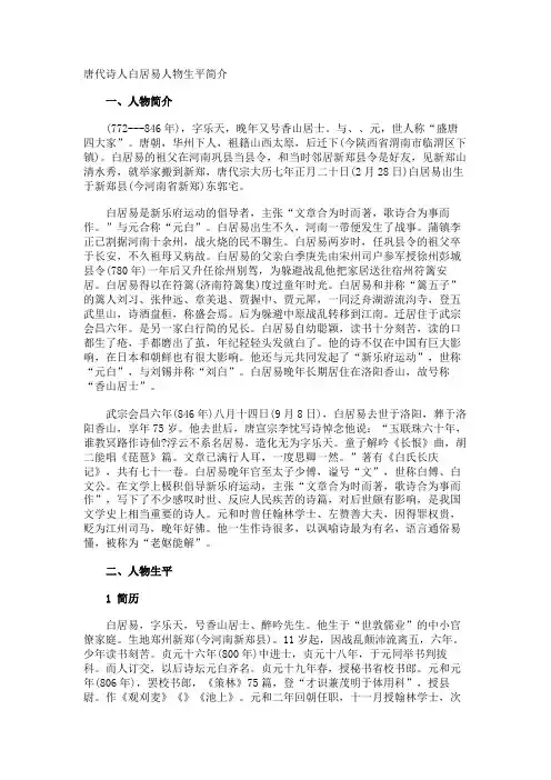 唐代诗人白居易人物生平简介