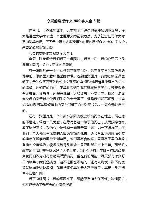心灵的震撼作文600字大全5篇