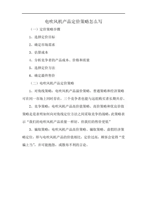 电吹风机产品定价策略怎么写
