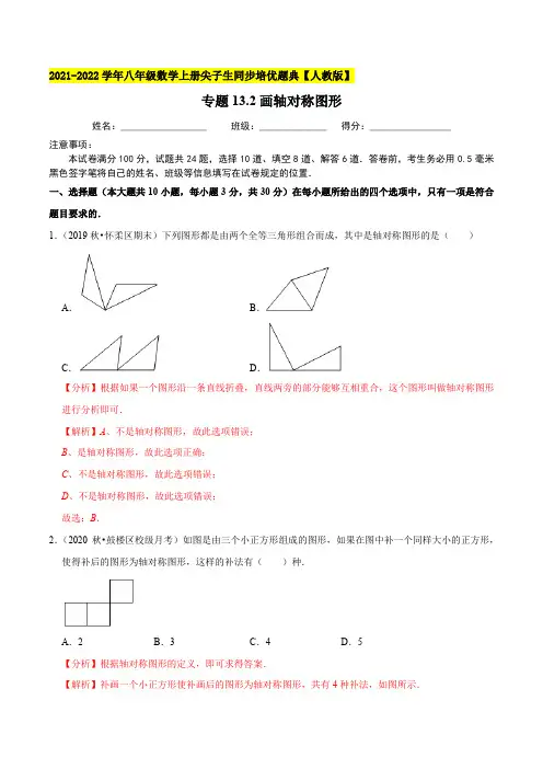 专题132画轴对称图形-2021-2022学年八年级数学上(解析版)【人教版】