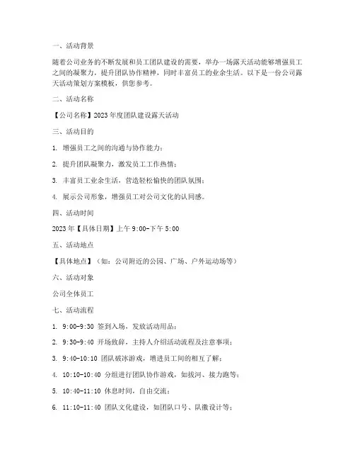 公司露天活动策划方案模板