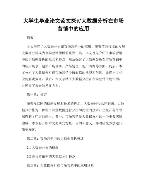 大学生毕业论文范文探讨大数据分析在市场营销中的应用
