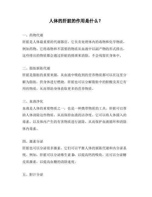 人体的肝脏的作用是什么？