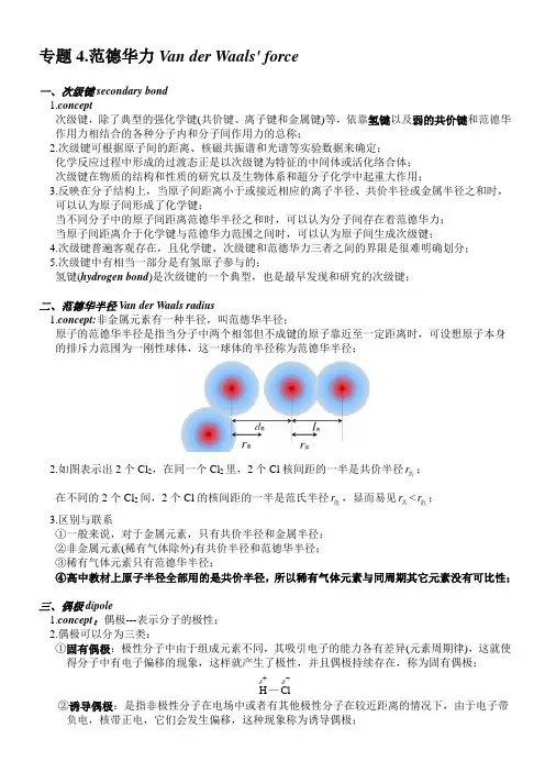 高中化学--范德华力相关介绍